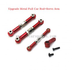 Hyper Go 16208 Upgrade Metal Full Car Rod+Servo Arm-Red