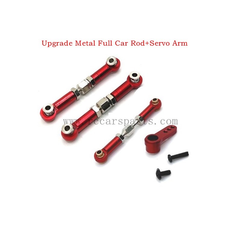 Hyper Go 16208 Upgrade Metal Full Car Rod+Servo Arm-Red