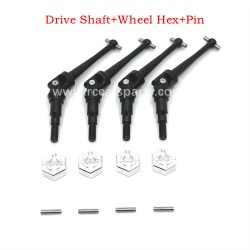 RC Car Drive Shaft+Wheel Hex+Pin-Silver For MJX 16208 Hyper Go 1/16 Spare Parts