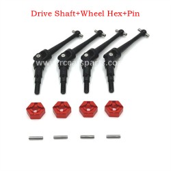 Hyper Go 16208 Drive Shaft+Wheel Hex+Pin-Red