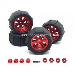 RC Car SCY 16101 Upgrade Metal Beach Tires Red