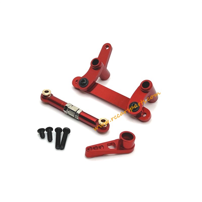 Upgrade Metal Steering Kit+Servo Rod+Servo Arm Red For SCY 16104 PRO RC Car