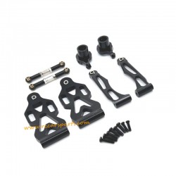 SCY 16104 RC Car PRO Parts Upgrade Metal Front Steering Cup+Steering Rod+Front Swimg Arm Kit Black