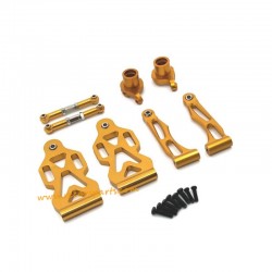 RC Car Parts Upgrade Metal Front Steering Cup+Steering Rod+Front Swimg Arm Kit Gold For SCY-16104 PRO