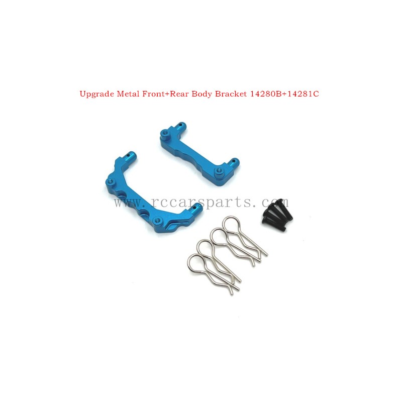 1/14 Parts MJX 14210 Hyper Go Upgrade Metal Front+Rear Body Bracket 14280B+14281C-blue