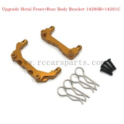 RC Car MJX Hyper Go 14210 Parts Upgrade Metal Front+Rear Body Bracket 14280B+14281C Gold