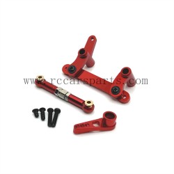 Upgrade Metal Steering Kit+Servo Rod+Servo Arm Red For SCY 16101/16101 PRO RC Car