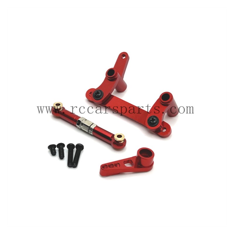 Upgrade Metal Steering Kit+Servo Rod+Servo Arm Red For SCY 16101/16101 PRO RC Car